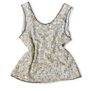 Y2k 100% Silk Beaded Tank Going Out Top Size Small Sequin